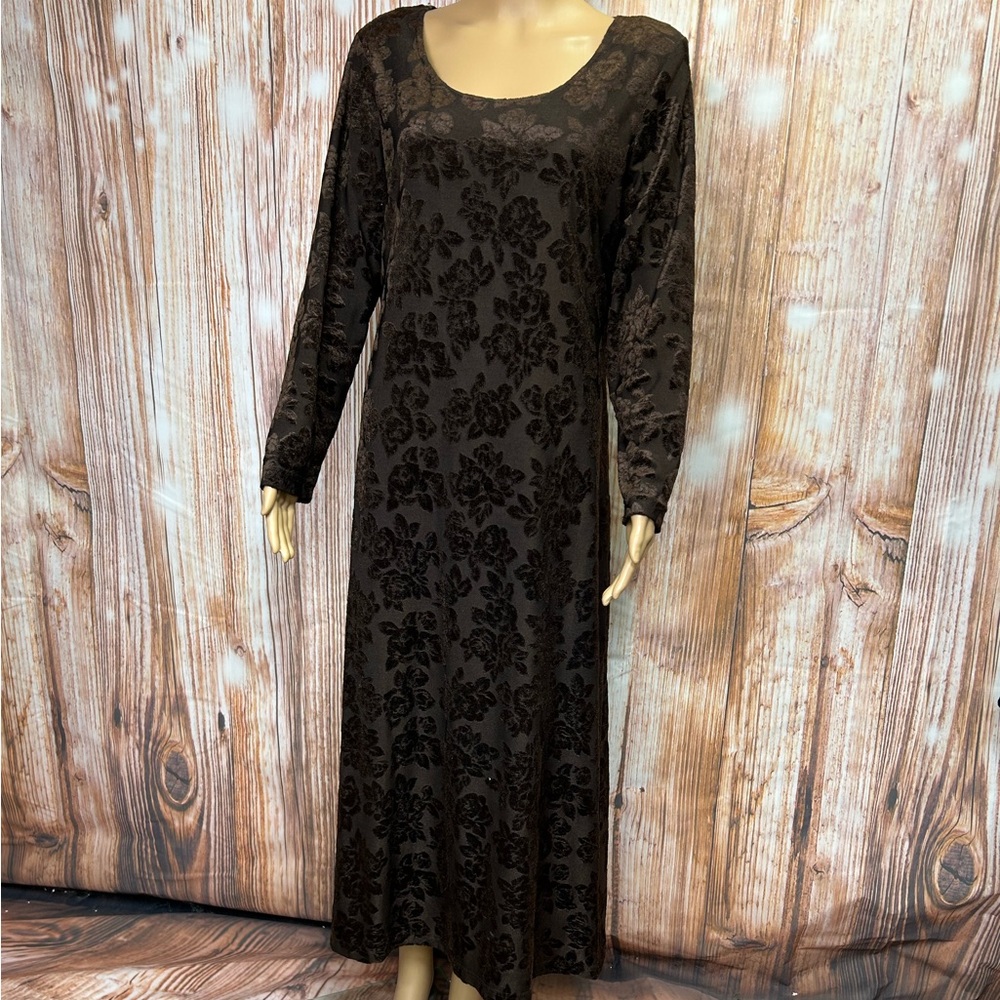 Dawn Joy Vintage Rose Jacquard Long Sleeve Maxi Dress
